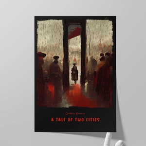 A Tale of Two Cities Book Cover Poster | Alternative Design of Charles Dickens&#39; Book | Literary Art | Literature Wall Art | Bookish Gift
