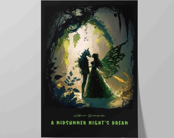 A Midsummer Night's Dream Book Cover Poster | Modern Cover Design of William Shakespeare Play | Literary Art | Literature Wall Art Print