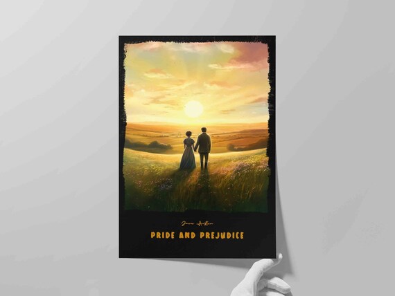 Jane Austen Novel Pride and Prejudice V2 Book Cover | Poster | Literary Wall Art | Bookish Gift | Literature Print