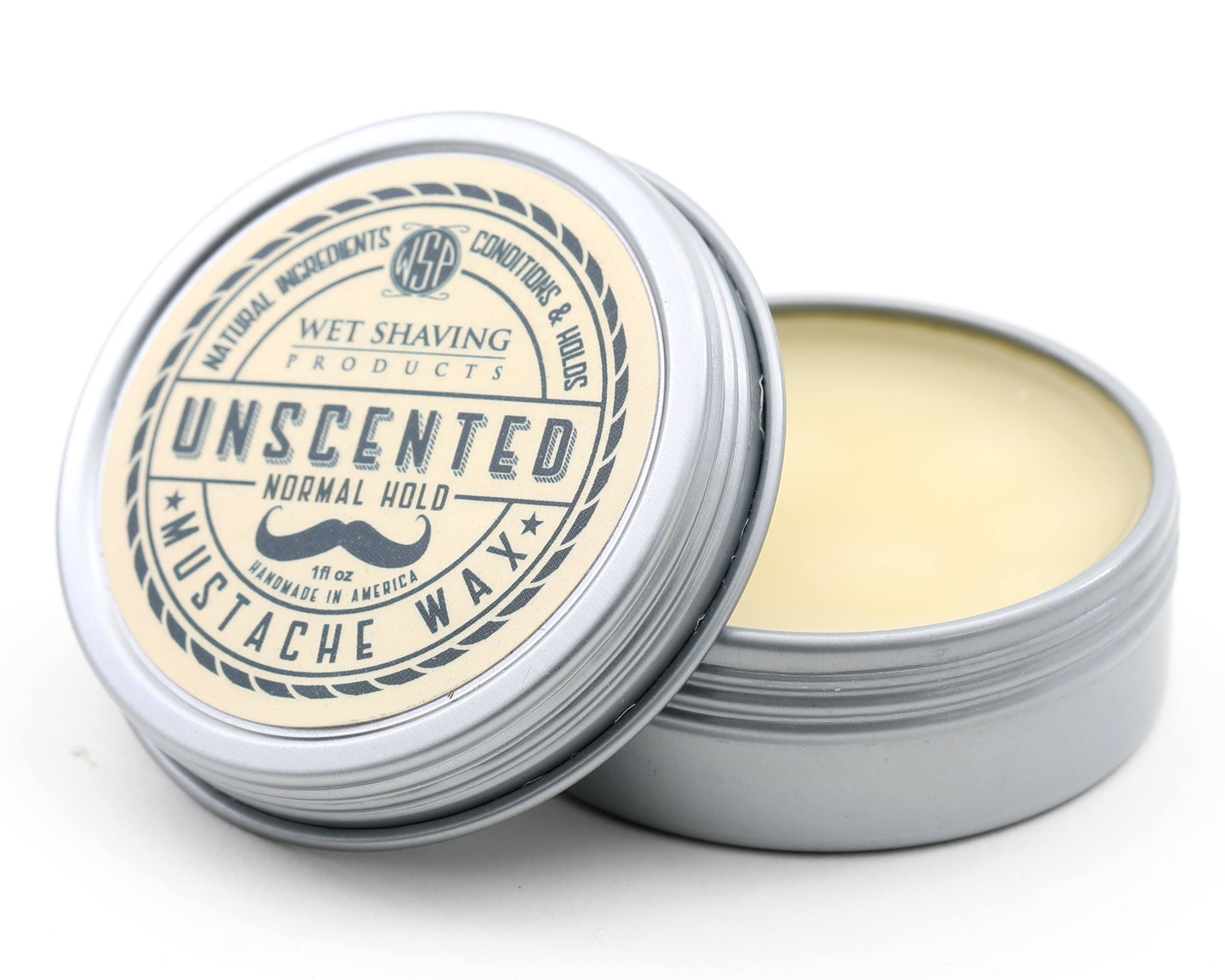Mustache Wax unscented Regular Hold by WSP 1 Oz Natural & Vegetarian Etsy