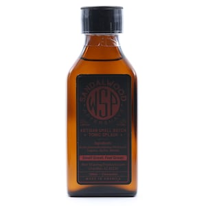 Men&#39;s Handcrafted Aftershave Splash (Sandalwood) 100ml, Witch Hazel, Face Astringent, Aftershave Tonic