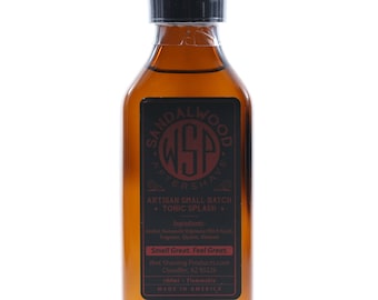 Men's Handcrafted Aftershave Splash (Sandalwood) 100ml, Witch Hazel, Face Astringent, Aftershave Tonic
