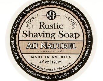 Rustic Men's Shaving Soap (Unscented) Shaving Cream, Vegan Soap, All Natural Soap, Handmade Soap,