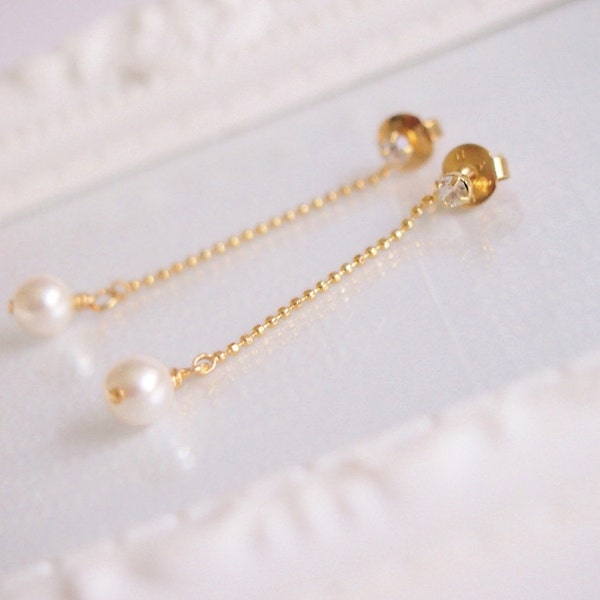 Swarovski Pearl Gold Post Earring, Gold Stud Earring