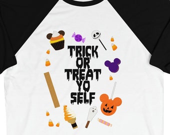 Trick or Treat Yo Self - Unisex Raglan Tee | Brand By You, treats and snacks