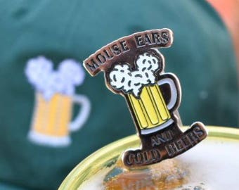 Mouse Ears and Cold Beers - Pin // design by Brand By You / mouse beers for men, funny going to disney, pin trading, drinking around world