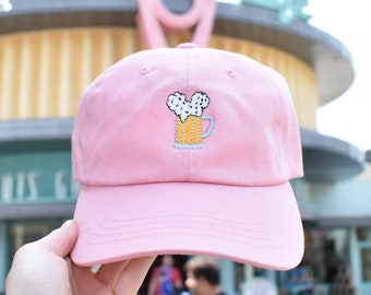 Mouse Ears and Cold Beers - Cappello papà // originale Brand By You / cappello primavera estate pastello, rendilo blu rosa, principessa che beve cappello, epcot