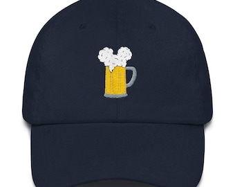 Orecchie di Topolino e Birre Fredde - Cappello da Papà / Marchio Originale By You, orecchie di Topolino per uomo, boccale di birra, bere in giro per il mondo, orecchie di Topolino in schiuma