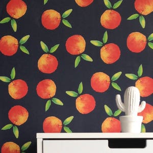 Removable Wallpaper, Peel and stick wallpaper, fruit wallpaper, orange wallpaper, nursery wallpaper, nursery decor, Self adhesive