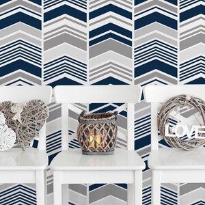 Removable Wallpaper, Peel and stick wallpaper, stripe wallpaper, Navy wallpaper, nursery wallpaper, nursery decor, Self adhesive