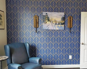 Removable Wallpaper, Peel and stick wallpaper, leaf wallpaper, Navy wallpaper, nursery wallpaper, nursery decor, Self adhesive