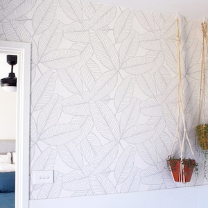 Removable Wallpaper, Peel and stick wallpaper, tropical wallpaper, grey wallpaper, nursery wallpaper, nursery decor, Self adhesive