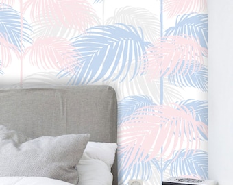Removable Wallpaper, Peel and stick wallpaper, tropical wallpaper, pink wallpaper, nursery wallpaper, nursery decor, Self adhesive
