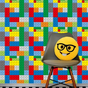 Removable Wallpaper, Peel and stick wallpaper, lego wallpaper, bright wallpaper, nursery wallpaper, nursery decor, Self adhesive