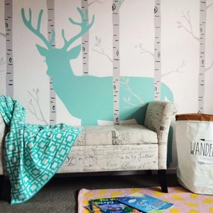 Removable Wallpaper, Peel and stick wallpaper, stag wallpaper, nursery wallpaper, nursery decor, Self adhesive