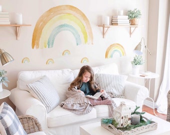 removable Wall decal, Peel and stick wallpaper, little rainbows, colourful wall decal, nursery wall sticker, nursery decor, Self adhesive