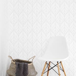 Removable Wallpaper, Peel and stick wallpaper,  wallpaper, grey wallpaper, leaf pattern, nursery wallpaper, nursery decor, Self adhesive