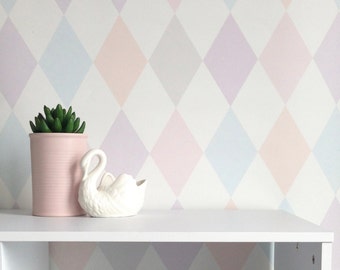 Removable Wallpaper, Peel and stick wallpaper, diamond wallpaper, pastel wallpaper, nursery wallpaper, nursery decor, Self adhesive