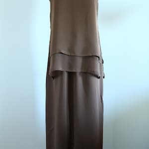 Harari Silk 2 Piece Set Brown Silk Dress set Vintage Silk Dress Small