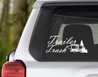 Trailer Trash Popup Camper Vinyl Decal Bumper Sticker for Car Window Decal, Windshield Decal, Custom RV Decal, Camper Decal, Laptop Decal