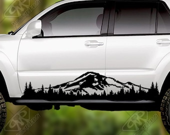 Mt. Hood Mountain and Trees Banner Large Vinyl Decal, Bumper Sticker. For side of Truck Decal or Rv Decal, Camper Decal or Wall Decal