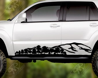 Blue Ridge Appalachia Mountain and Trees Banner Large Vinyl Decal, Bumper Sticker. For side of Truck Decal or Rv Decal, Camper Decal