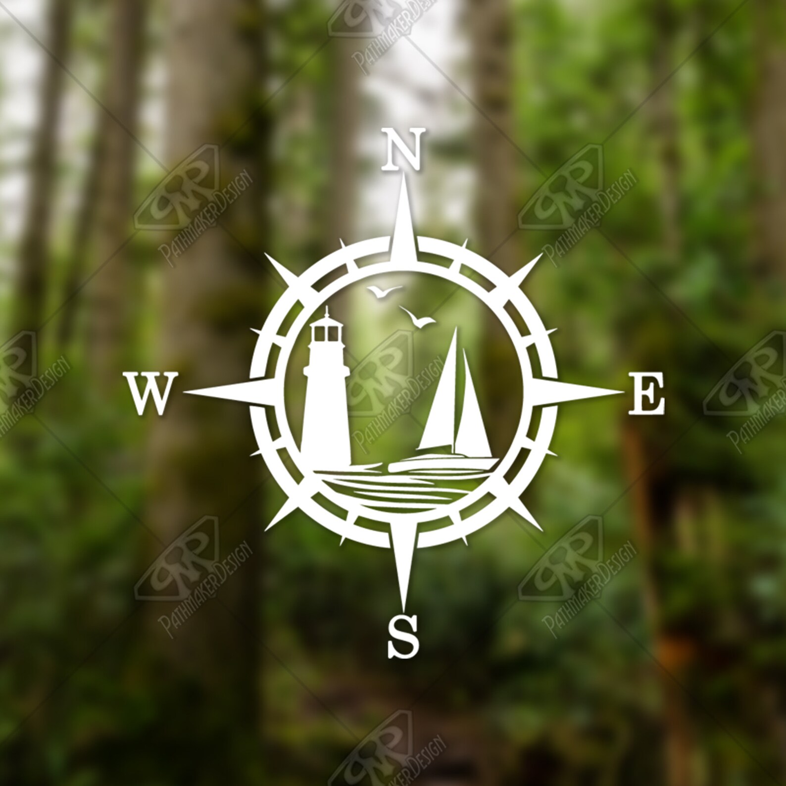 Compass Rose Sailboat Vinyl Decal Bumper Sticker for Car Window Decal ...