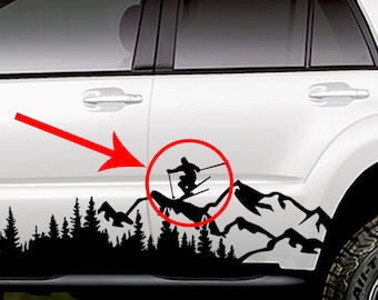 Skier Version 1 Vinyl Decal Add-On for Large Banner Decals, Custom RV Decal, Customized Camper Decal or Car and Truck Decal