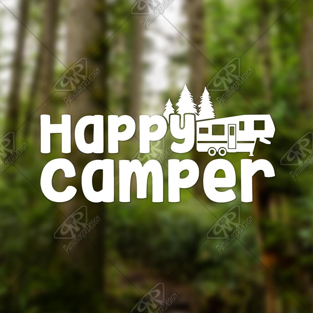 Happy 5th Wheel Camper Vinyl Decal Bumper Sticker for Car Window Decal ...