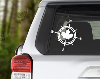 Compass Rose Maple Leaf Vinyl Decal Bumper Sticker for Car Window Decal, Windshield Decal, Custom RV Decal, Camper Decal, Flag Decal