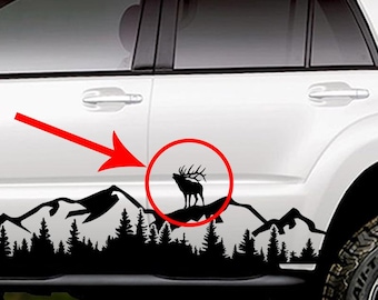 Bull Elk Silhouette Vinyl Decal Add-On for Large Banner Decals, Custom RV Decal, Customized Camper Decal or Car and Truck Decal