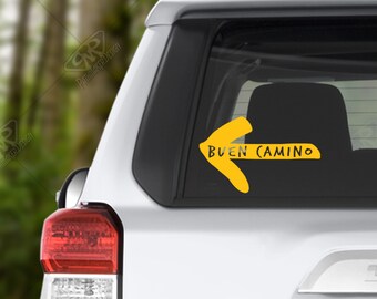 Buen Camino de Santiago Left Arrow Vinyl Decal Bumper Sticker for Camino Pilgrim, Way of St. James, Custom Camino Walker Decal, Hiking Decal
