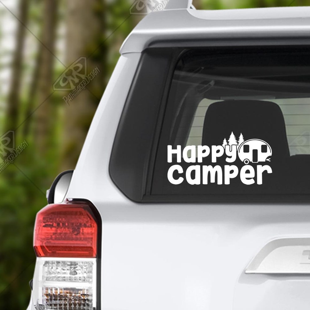 Happy Camper Vinyl Decal Bumper Sticker for Car Window Decal ...