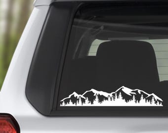 Rocky Mountains and Trees Vinyl Decal, Bumper Sticker for Car Window Decal, Windshield Decal, Custom RV Decal, Camper Decal,Laptop Decal