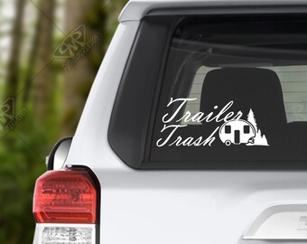 Trailer Trash Camper Vinyl Decal Bumper Sticker for Car Window Decal, Windshield Decal, Custom RV Decal, Camper Decal, Laptop Decal