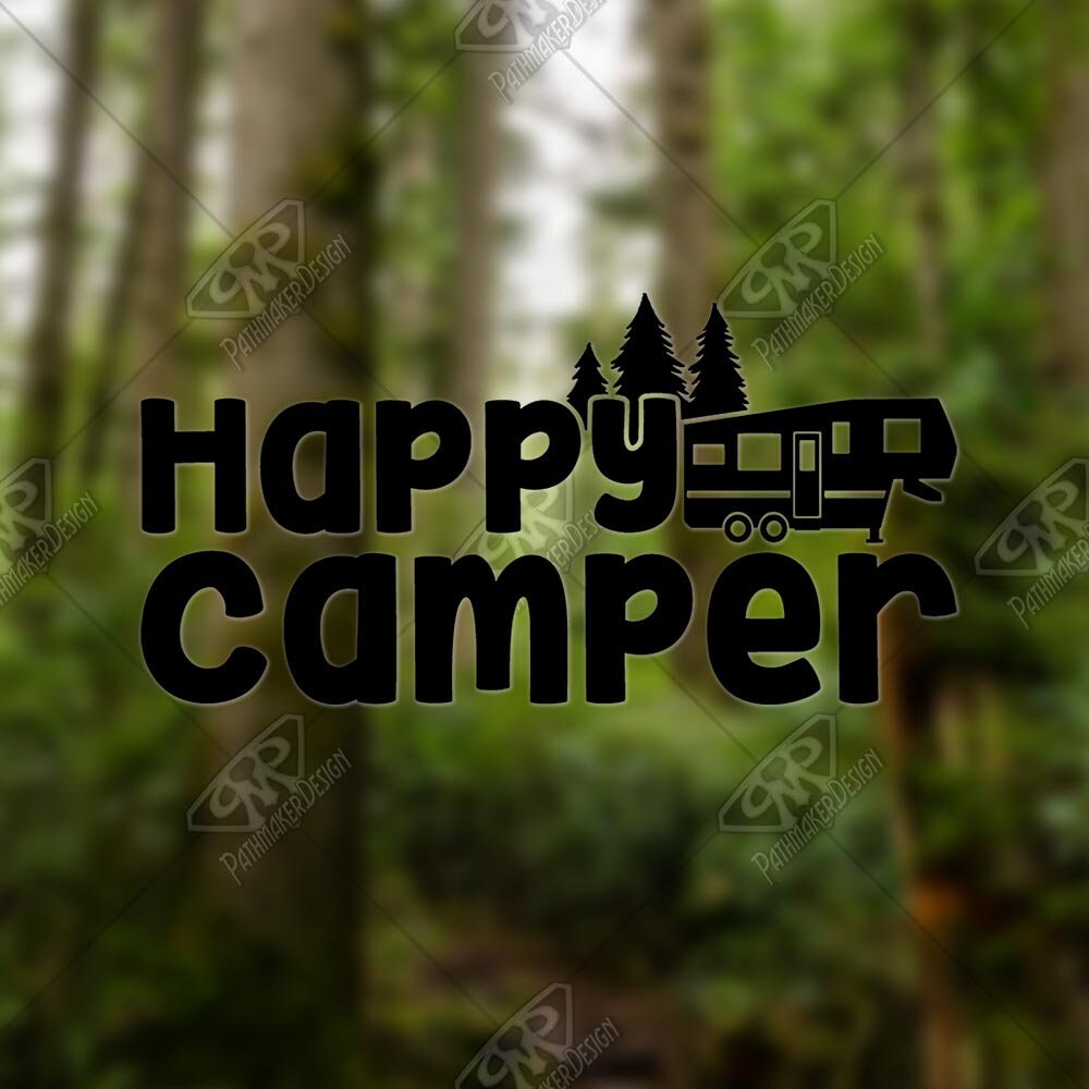Happy 5th Wheel Camper Vinyl Decal Bumper Sticker for Car Window Decal ...