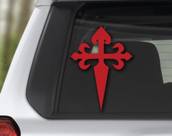 Camino de Santiago Cruz de Santiago Cross of Saint James Vinyl Decal Bumper Sticker for Camino Pilgrim, Custom Camino Walker Decal