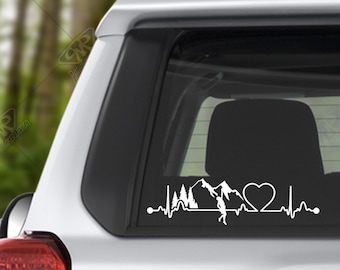 Heartbeat Rock Climbing Male Vinyl Decal Bumper Sticker for Car Window Decal, Windshield Decal, Custom RV Decal, Camper Decal