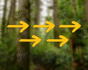 Camino de Santiago Arrow share pack of 5 Vinyl Decal Bumper Sticker for Camino Pilgrim, Way of St. James, Custom Camino Walker Decal