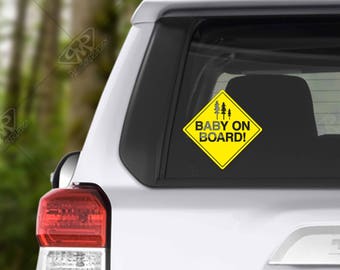 Baby on Board - square Vinyl Decal Bumper Sticker for Car Window Decal, Windshield Decal, Custom RV Decal, Camper Decal, Hiking Decal