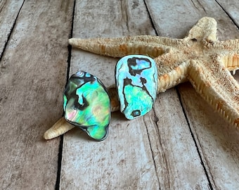 Abalone Stud Earrings, Abalone Earrings, Natural Shell Earrings, Paua shell