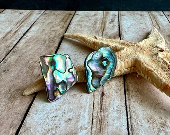 Abalone Stud Earrings, Abalone Earrings, Natural Shell Earrings, Paua Shell