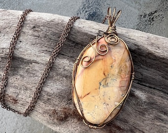 Wire Wrapped Maligano Jasper Necklace, Jasper Gemstone