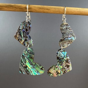 Abalone Heart Earrings, Heart Shells, Paua Shell Earrings
