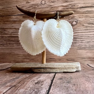 Heart Shell Earrings, Heart Cockle Shell Earrings, Bridal Jewelry, Bridal Gifts Sterling Silver
