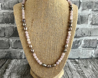 Purple Pearl and Purple Jade Necklace, Lavender Pearl Necklace