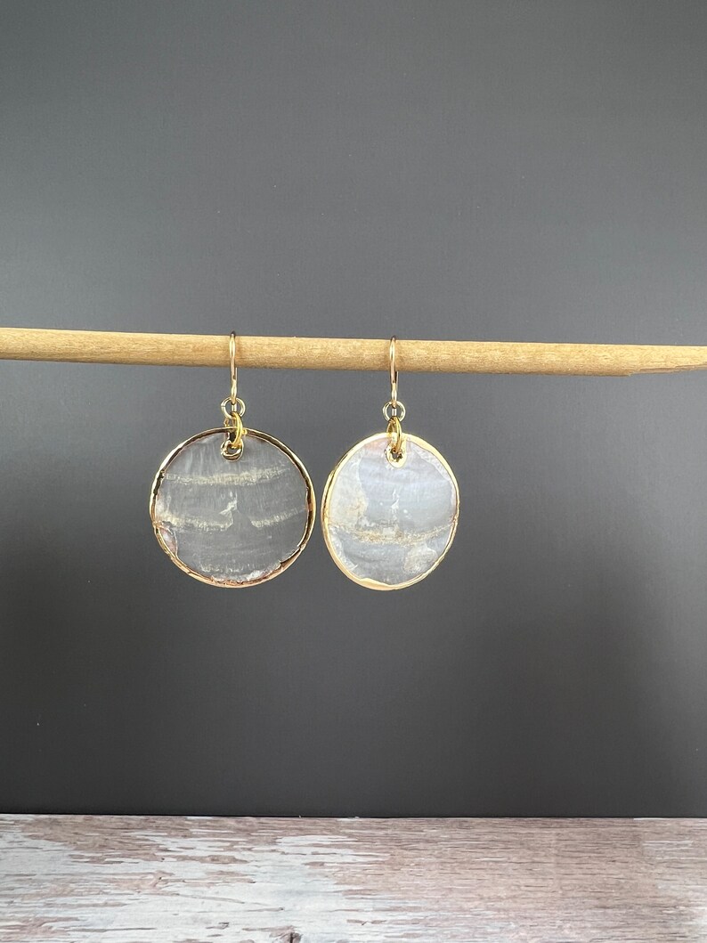 Capiz Shell Earrings, Small Shell Jewelry, Natural Shell Earrings image 5