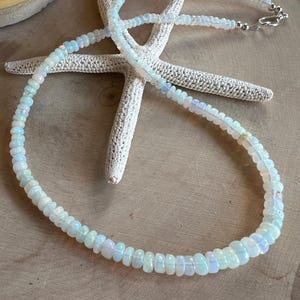 Ethiopian Opal Choker Necklace, Handmade Fire Opal Beaded Jewelry, October Birthstone