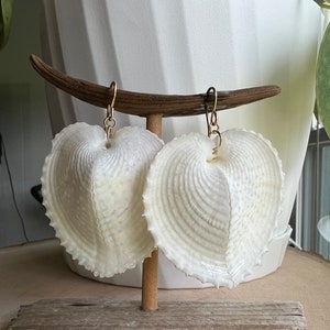 Heart Shell Earrings, Heart Cockle Shell Earrings, Bridal Jewelry, Bridal Gifts Gold Fill