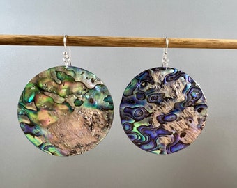 Abalone Shell Earrings, Paua Shell Earrings, Large Abalone